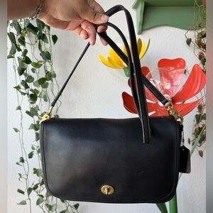 90s Vintage Black Coach Penny Turnlock Crossbody